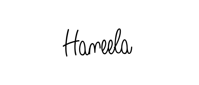 Make a beautiful signature design for name Haneela. With this signature (Angelique-Rose-font-FFP) style, you can create a handwritten signature for free. Haneela signature style 5 images and pictures png