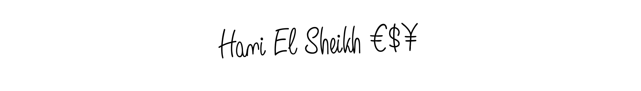 Make a beautiful signature design for name Hani El Sheikh €$¥. With this signature (Angelique-Rose-font-FFP) style, you can create a handwritten signature for free. Hani El Sheikh €$¥ signature style 5 images and pictures png