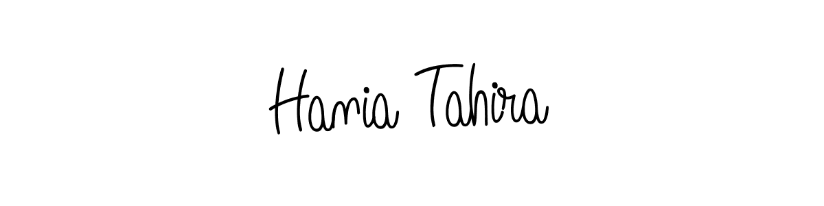 Make a beautiful signature design for name Hania Tahira. With this signature (Angelique-Rose-font-FFP) style, you can create a handwritten signature for free. Hania Tahira signature style 5 images and pictures png