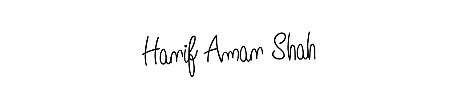 The best way (Angelique-Rose-font-FFP) to make a short signature is to pick only two or three words in your name. The name Hanif Aman Shah include a total of six letters. For converting this name. Hanif Aman Shah signature style 5 images and pictures png