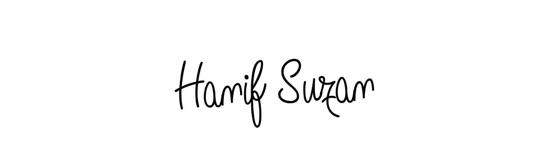 The best way (Angelique-Rose-font-FFP) to make a short signature is to pick only two or three words in your name. The name Hanif Suzan include a total of six letters. For converting this name. Hanif Suzan signature style 5 images and pictures png