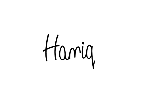 How to make Haniq name signature. Use Angelique-Rose-font-FFP style for creating short signs online. This is the latest handwritten sign. Haniq signature style 5 images and pictures png