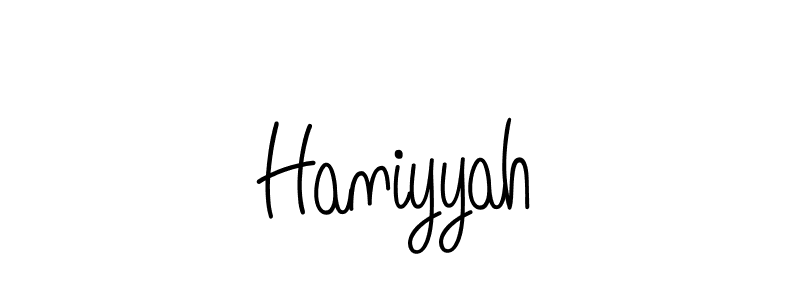 Create a beautiful signature design for name Haniyyah. With this signature (Angelique-Rose-font-FFP) fonts, you can make a handwritten signature for free. Haniyyah signature style 5 images and pictures png