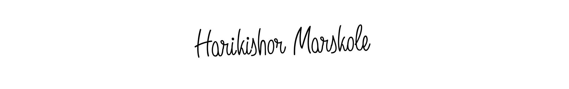 You should practise on your own different ways (Angelique-Rose-font-FFP) to write your name (Harikishor Marskole) in signature. don't let someone else do it for you. Harikishor Marskole signature style 5 images and pictures png