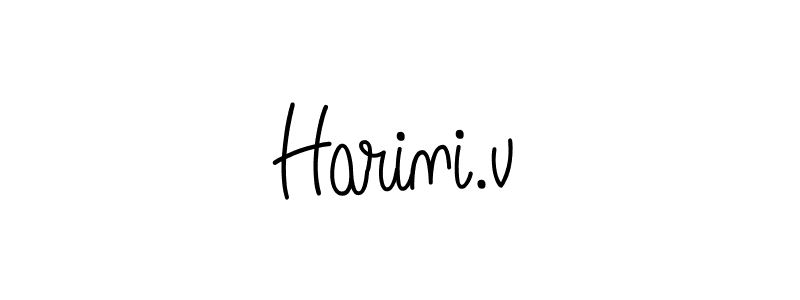 The best way (Angelique-Rose-font-FFP) to make a short signature is to pick only two or three words in your name. The name Harini.v include a total of six letters. For converting this name. Harini.v signature style 5 images and pictures png