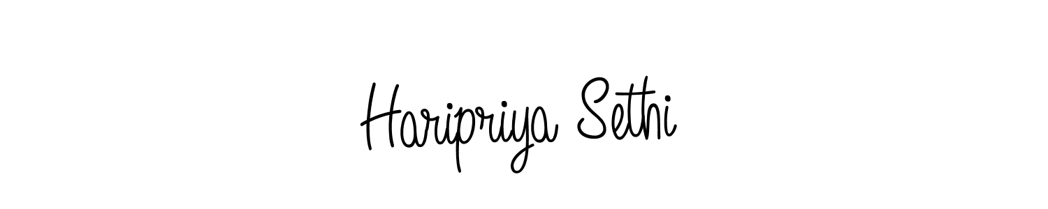 How to make Haripriya Sethi name signature. Use Angelique-Rose-font-FFP style for creating short signs online. This is the latest handwritten sign. Haripriya Sethi signature style 5 images and pictures png