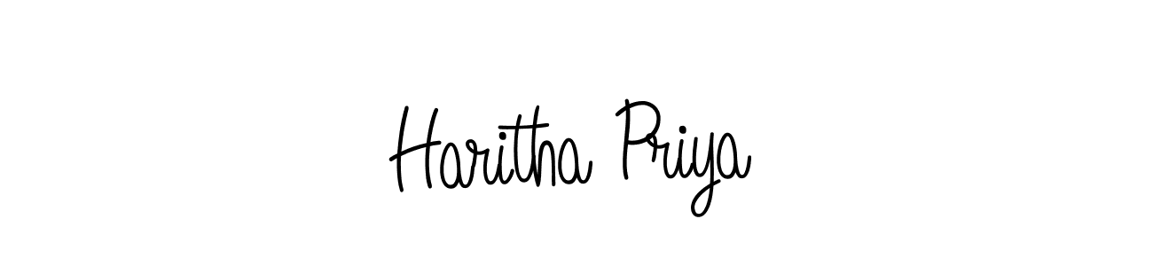 Use a signature maker to create a handwritten signature online. With this signature software, you can design (Angelique-Rose-font-FFP) your own signature for name Haritha Priya. Haritha Priya signature style 5 images and pictures png