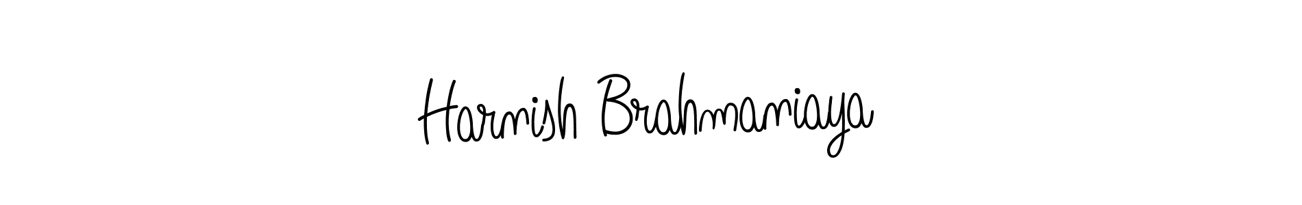 Make a beautiful signature design for name Harnish Brahmaniaya. With this signature (Angelique-Rose-font-FFP) style, you can create a handwritten signature for free. Harnish Brahmaniaya signature style 5 images and pictures png