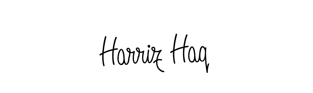 Use a signature maker to create a handwritten signature online. With this signature software, you can design (Angelique-Rose-font-FFP) your own signature for name Harriz Haq. Harriz Haq signature style 5 images and pictures png