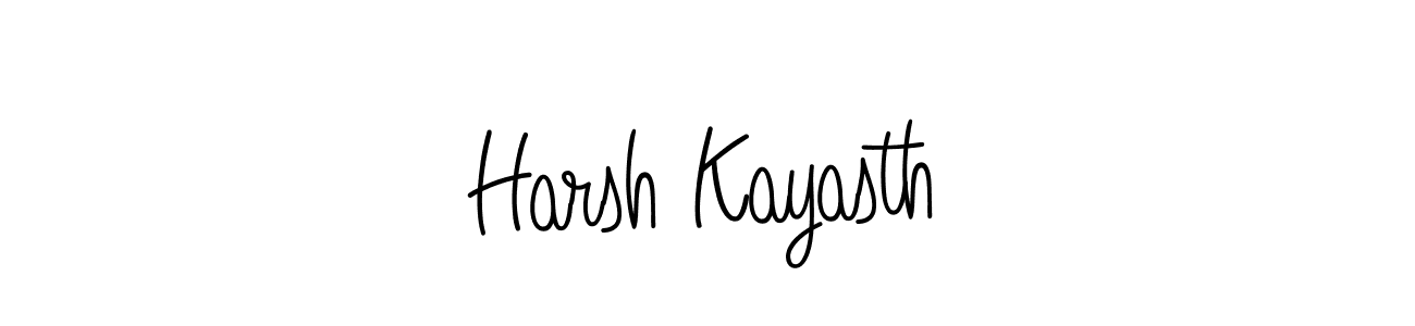 You should practise on your own different ways (Angelique-Rose-font-FFP) to write your name (Harsh Kayasth) in signature. don't let someone else do it for you. Harsh Kayasth signature style 5 images and pictures png