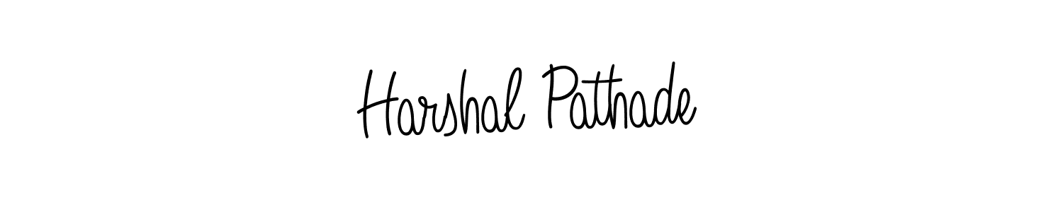 The best way (Angelique-Rose-font-FFP) to make a short signature is to pick only two or three words in your name. The name Harshal Pathade include a total of six letters. For converting this name. Harshal Pathade signature style 5 images and pictures png