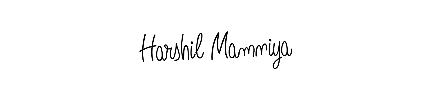 Use a signature maker to create a handwritten signature online. With this signature software, you can design (Angelique-Rose-font-FFP) your own signature for name Harshil Mamniya. Harshil Mamniya signature style 5 images and pictures png
