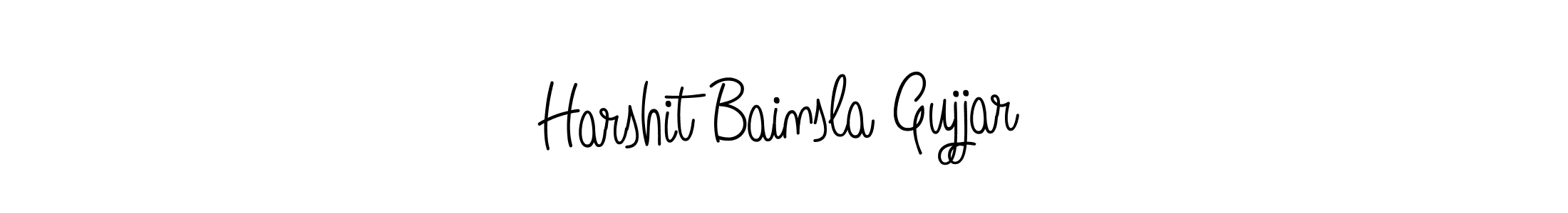 The best way (Angelique-Rose-font-FFP) to make a short signature is to pick only two or three words in your name. The name Harshit Bainsla Gujjar include a total of six letters. For converting this name. Harshit Bainsla Gujjar signature style 5 images and pictures png