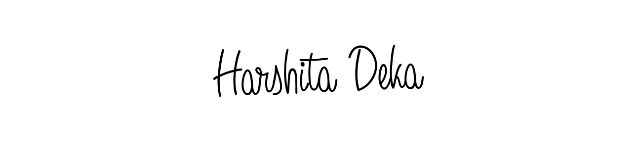 You should practise on your own different ways (Angelique-Rose-font-FFP) to write your name (Harshita Deka) in signature. don't let someone else do it for you. Harshita Deka signature style 5 images and pictures png