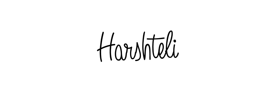 Make a beautiful signature design for name Harshteli. With this signature (Angelique-Rose-font-FFP) style, you can create a handwritten signature for free. Harshteli signature style 5 images and pictures png