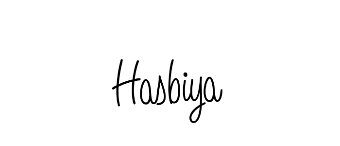 Make a beautiful signature design for name Hasbiya. With this signature (Angelique-Rose-font-FFP) style, you can create a handwritten signature for free. Hasbiya signature style 5 images and pictures png