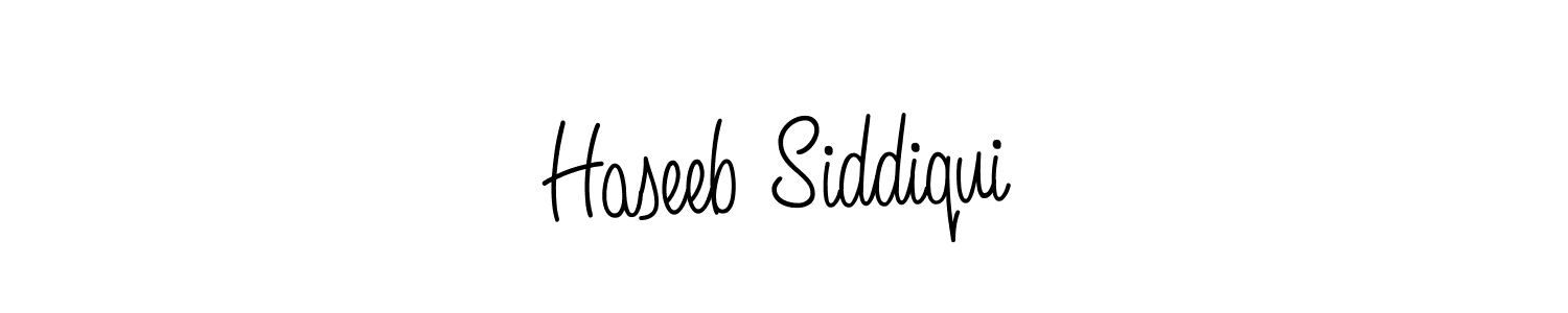 You should practise on your own different ways (Angelique-Rose-font-FFP) to write your name (Haseeb Siddiqui) in signature. don't let someone else do it for you. Haseeb Siddiqui signature style 5 images and pictures png