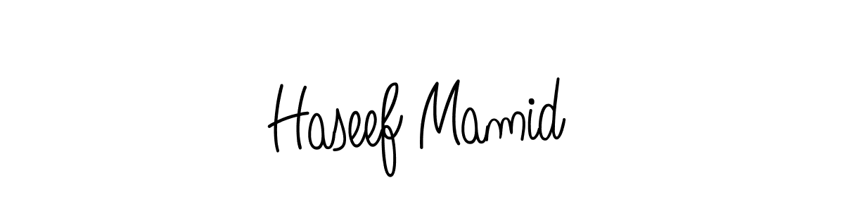 Use a signature maker to create a handwritten signature online. With this signature software, you can design (Angelique-Rose-font-FFP) your own signature for name Haseef Mamid. Haseef Mamid signature style 5 images and pictures png