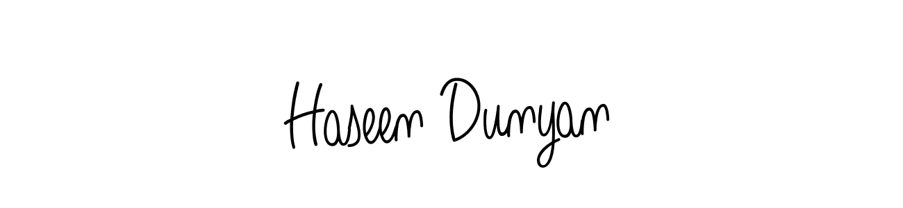 Make a beautiful signature design for name Haseen Dunyan. With this signature (Angelique-Rose-font-FFP) style, you can create a handwritten signature for free. Haseen Dunyan signature style 5 images and pictures png