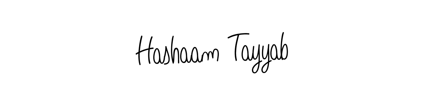 Use a signature maker to create a handwritten signature online. With this signature software, you can design (Angelique-Rose-font-FFP) your own signature for name Hashaam Tayyab. Hashaam Tayyab signature style 5 images and pictures png