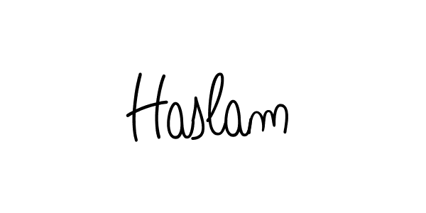 Make a beautiful signature design for name Haslam. With this signature (Angelique-Rose-font-FFP) style, you can create a handwritten signature for free. Haslam signature style 5 images and pictures png