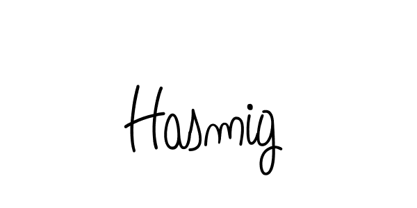 Make a beautiful signature design for name Hasmig. With this signature (Angelique-Rose-font-FFP) style, you can create a handwritten signature for free. Hasmig signature style 5 images and pictures png