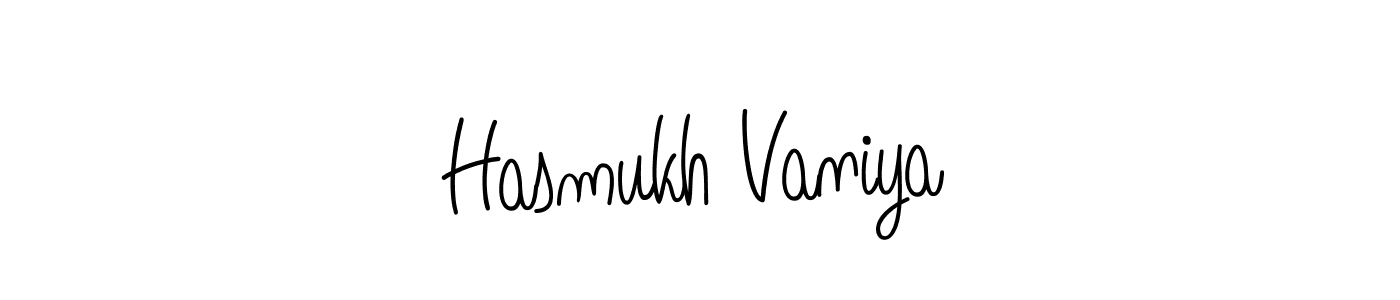 Create a beautiful signature design for name Hasmukh Vaniya. With this signature (Angelique-Rose-font-FFP) fonts, you can make a handwritten signature for free. Hasmukh Vaniya signature style 5 images and pictures png