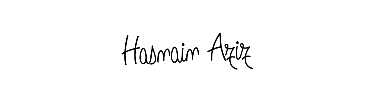 The best way (Angelique-Rose-font-FFP) to make a short signature is to pick only two or three words in your name. The name Hasnain Aziz include a total of six letters. For converting this name. Hasnain Aziz signature style 5 images and pictures png