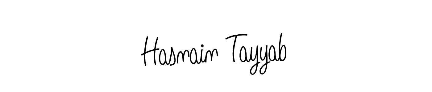 Use a signature maker to create a handwritten signature online. With this signature software, you can design (Angelique-Rose-font-FFP) your own signature for name Hasnain Tayyab. Hasnain Tayyab signature style 5 images and pictures png