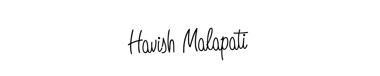 Design your own signature with our free online signature maker. With this signature software, you can create a handwritten (Angelique-Rose-font-FFP) signature for name Havish Malapati. Havish Malapati signature style 5 images and pictures png