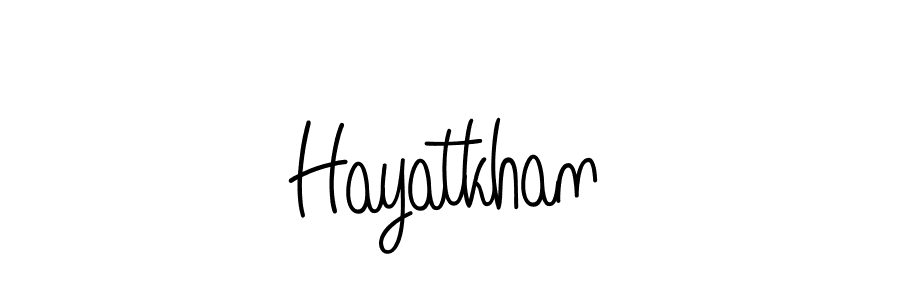 Design your own signature with our free online signature maker. With this signature software, you can create a handwritten (Angelique-Rose-font-FFP) signature for name Hayatkhan. Hayatkhan signature style 5 images and pictures png