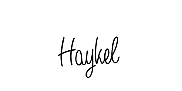 Make a beautiful signature design for name Haykel. With this signature (Angelique-Rose-font-FFP) style, you can create a handwritten signature for free. Haykel signature style 5 images and pictures png