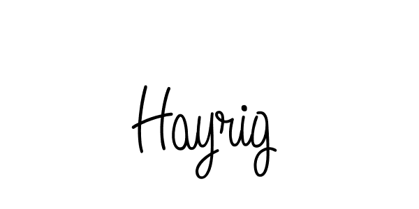 Use a signature maker to create a handwritten signature online. With this signature software, you can design (Angelique-Rose-font-FFP) your own signature for name Hayrig. Hayrig signature style 5 images and pictures png