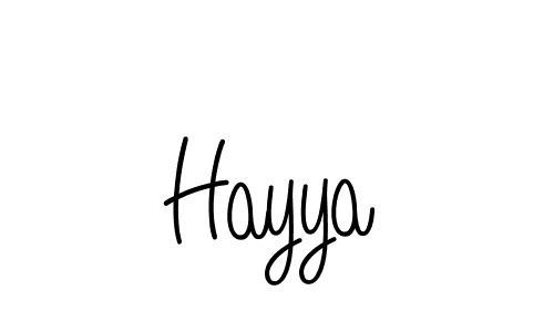 Use a signature maker to create a handwritten signature online. With this signature software, you can design (Angelique-Rose-font-FFP) your own signature for name Hayya. Hayya signature style 5 images and pictures png