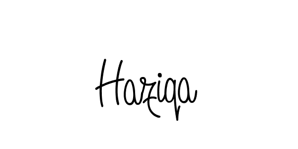 Use a signature maker to create a handwritten signature online. With this signature software, you can design (Angelique-Rose-font-FFP) your own signature for name Haziqa. Haziqa signature style 5 images and pictures png