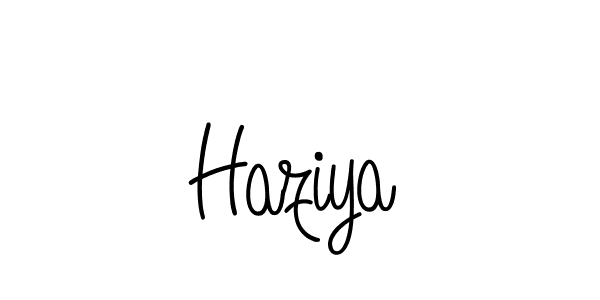 Use a signature maker to create a handwritten signature online. With this signature software, you can design (Angelique-Rose-font-FFP) your own signature for name Haziya. Haziya signature style 5 images and pictures png