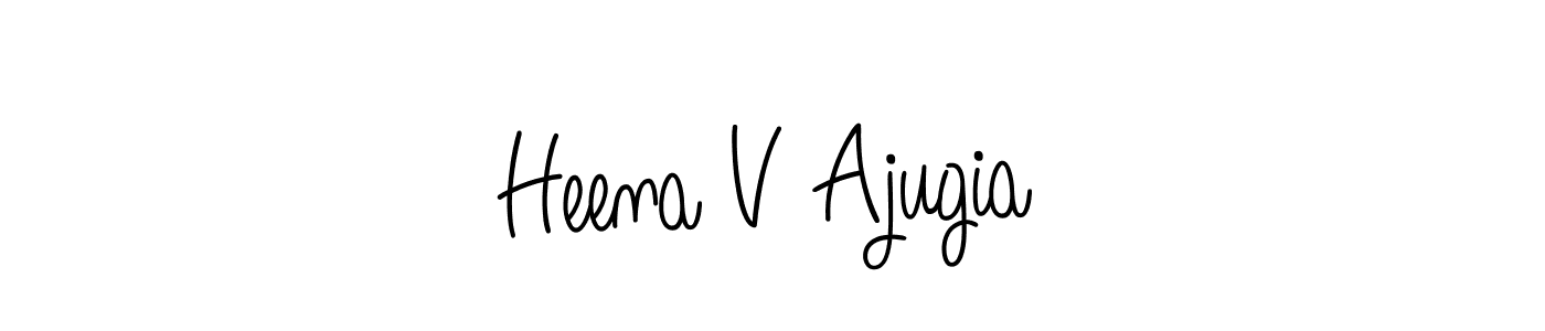 if you are searching for the best signature style for your name Heena V Ajugia. so please give up your signature search. here we have designed multiple signature styles  using Angelique-Rose-font-FFP. Heena V Ajugia signature style 5 images and pictures png