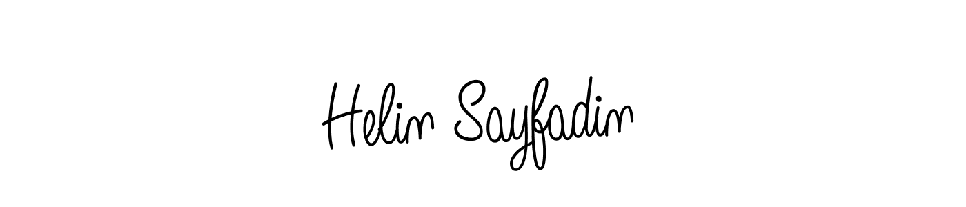 Use a signature maker to create a handwritten signature online. With this signature software, you can design (Angelique-Rose-font-FFP) your own signature for name Helin Sayfadin. Helin Sayfadin signature style 5 images and pictures png