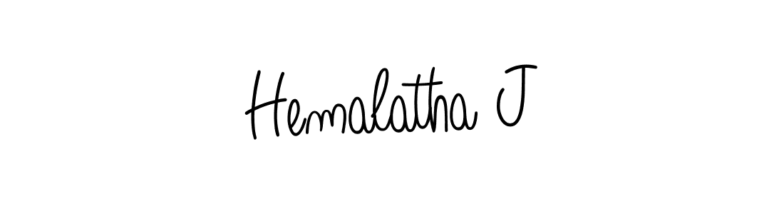 Use a signature maker to create a handwritten signature online. With this signature software, you can design (Angelique-Rose-font-FFP) your own signature for name Hemalatha J. Hemalatha J signature style 5 images and pictures png