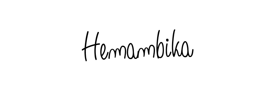 Design your own signature with our free online signature maker. With this signature software, you can create a handwritten (Angelique-Rose-font-FFP) signature for name Hemambika. Hemambika signature style 5 images and pictures png