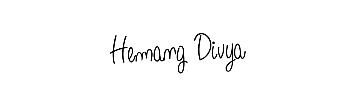 Create a beautiful signature design for name Hemang Divya. With this signature (Angelique-Rose-font-FFP) fonts, you can make a handwritten signature for free. Hemang Divya signature style 5 images and pictures png