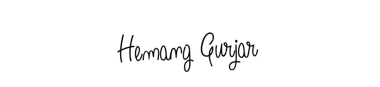 Make a beautiful signature design for name Hemang Gurjar. With this signature (Angelique-Rose-font-FFP) style, you can create a handwritten signature for free. Hemang Gurjar signature style 5 images and pictures png