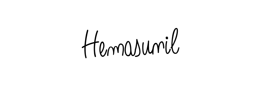 Use a signature maker to create a handwritten signature online. With this signature software, you can design (Angelique-Rose-font-FFP) your own signature for name Hemasunil. Hemasunil signature style 5 images and pictures png