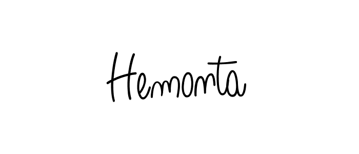 Make a beautiful signature design for name Hemonta. With this signature (Angelique-Rose-font-FFP) style, you can create a handwritten signature for free. Hemonta signature style 5 images and pictures png