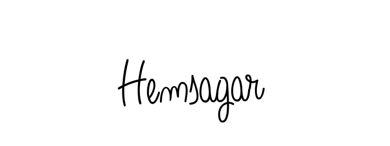 Make a beautiful signature design for name Hemsagar. With this signature (Angelique-Rose-font-FFP) style, you can create a handwritten signature for free. Hemsagar signature style 5 images and pictures png