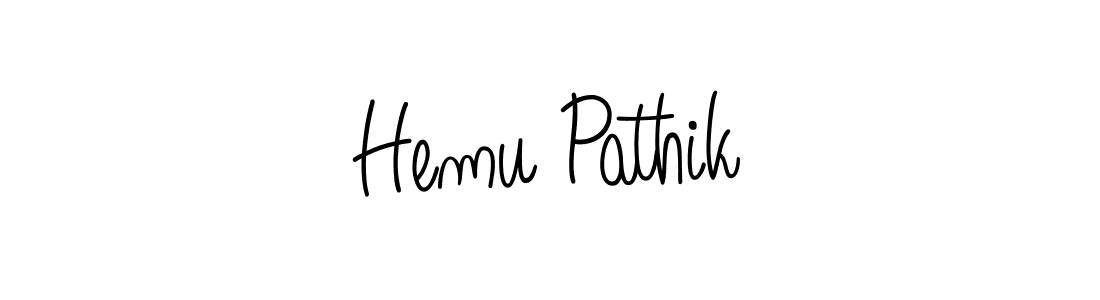The best way (Angelique-Rose-font-FFP) to make a short signature is to pick only two or three words in your name. The name Hemu Pathik include a total of six letters. For converting this name. Hemu Pathik signature style 5 images and pictures png