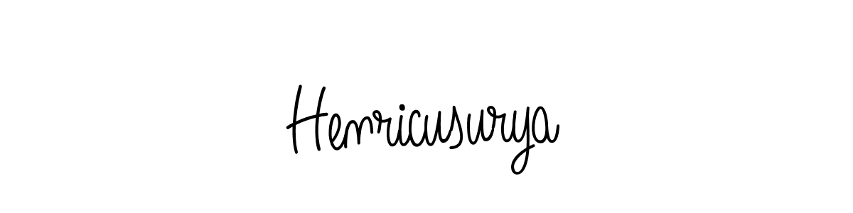 How to make Henricusurya name signature. Use Angelique-Rose-font-FFP style for creating short signs online. This is the latest handwritten sign. Henricusurya signature style 5 images and pictures png