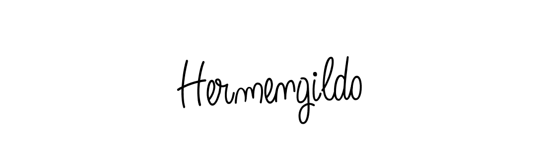 Make a beautiful signature design for name Hermengildo. With this signature (Angelique-Rose-font-FFP) style, you can create a handwritten signature for free. Hermengildo signature style 5 images and pictures png