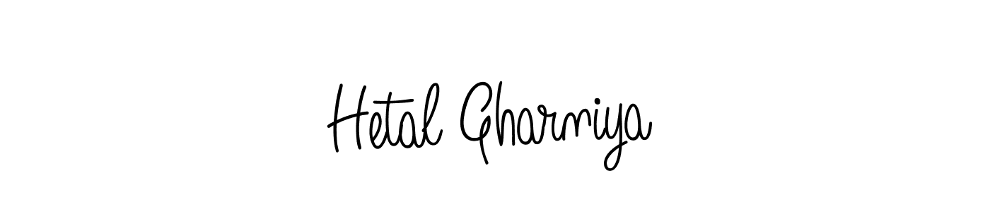 Design your own signature with our free online signature maker. With this signature software, you can create a handwritten (Angelique-Rose-font-FFP) signature for name Hetal Gharniya. Hetal Gharniya signature style 5 images and pictures png