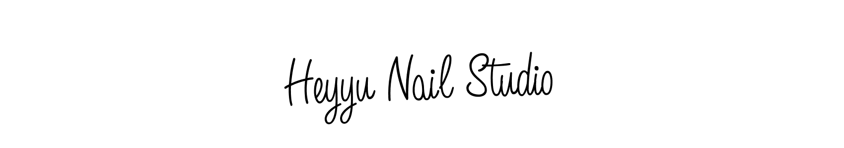 The best way (Angelique-Rose-font-FFP) to make a short signature is to pick only two or three words in your name. The name Heyyu Nail Studio include a total of six letters. For converting this name. Heyyu Nail Studio signature style 5 images and pictures png